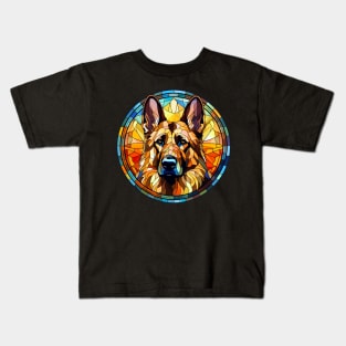 Stained Glass German Shepherd Dog Kids T-Shirt